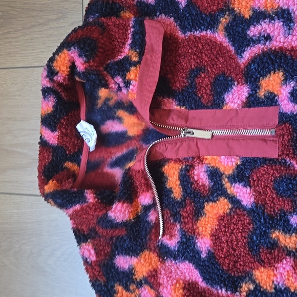 NWOT SAGE Collective Women's Red Faux Shearling Pullover Quarter Zip Sz L - Picture 3 of 9